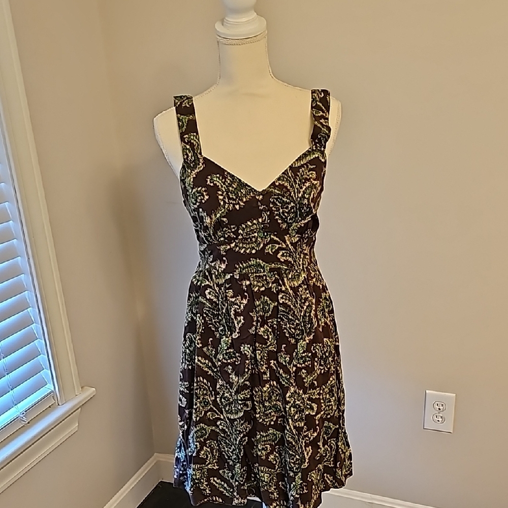 Floral Print Sleeveless Dress - Brown